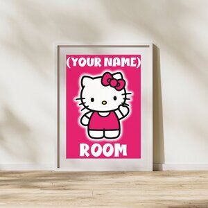 Custom Name & Room Hello Kitty Poster – 18"x24" 🎀💖